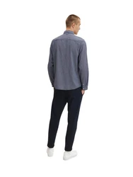 TOM TAILOR Langarmhemd T-Shirt Structured Shirt Hellblau/Dunkelblau/Blau/Grau