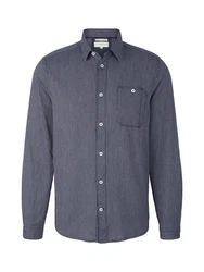 TOM TAILOR Langarmhemd T-Shirt Structured Shirt Hellblau/Dunkelblau/Blau/Grau
