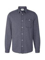 TOM TAILOR Langarmhemd T-Shirt Structured Shirt Hellblau/Dunkelblau/Blau/Grau