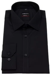 VENTI Businesshemd Body Stretch stark tailliert Kentkragen uni Schwarz/Lila/Dunkelblau/Rot/Dunkelbraun