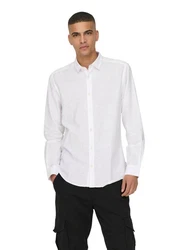 ONLY & SONS Langarmhemd Caiden Weiß/Dunkelblau/Schwarz