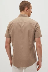 Next Kurzarmhemd Slim Fit Oxfordhemd Beige/Braun/Khaki