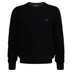 Gant Rundhalspullover Pique-Strickpullover Schwarz/Dunkelblau