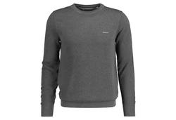 Gant Rundhalspullover Pique-Strickpullover Dunkelgrau/Grau