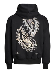 Jack & Jones Hoodie JORGRACIA GRAPHIC SWEAT HOOD Schwarz/Creme