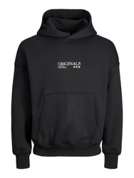 Jack & Jones Hoodie JORGRACIA GRAPHIC SWEAT HOOD Schwarz/Creme