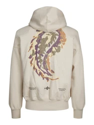 Jack & Jones Hoodie JORGRACIA GRAPHIC SWEAT HOOD Khaki/Beige/Braun/Creme/Grau