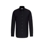 Seidensticker Herren Shaped Bügelfrei Kent Langarm Business Shirt Dunkelblau/Schwarz