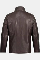 JP1880 Lederjacke Lammnappa Zipper Dunkelbraun/Dunkelrot/Braun/Grau