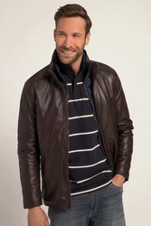 JP1880 Lederjacke Lammnappa Zipper Dunkelbraun/Dunkelrot/Braun/Grau