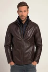 JP1880 Lederjacke Lammnappa Zipper Dunkelbraun/Dunkelrot/Braun/Grau
