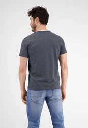 LERROS T-Shirt Serafino mit Finelinerstreifen Dunkelblau/Dunkelgrau/Grau