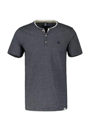 T-Shirt Serafino mit Finelinerstreifen, washed