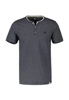 LERROS T-Shirt Serafino mit Finelinerstreifen Dunkelblau/Dunkelgrau/Grau