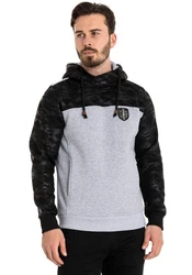 Cipo & Baxx Kapuzensweatshirt Grau/Schwarz/Dunkelgrau/Hellblau
