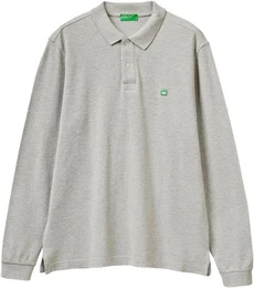 Langarm-Poloshirt mit seitlichen, kleinen Schlitzen