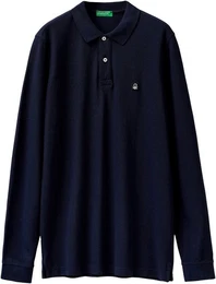 Langarm-Poloshirt mit seitlichen, kleinen Schlitzen