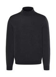 MAERZ Muenchen Strickpullover Rollkragen Schwarz/Dunkelblau/Dunkelgrau