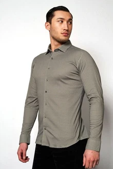 DESOTO Businesshemd Körpernah Geschnitten Khaki/Dunkelgrün/Hellgrau/Grau DESOTO Businesshemd Körpernah Geschnitten Khaki/Dunkelgrün/Hellgrau/Grau