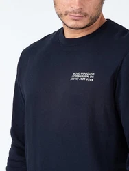 WOOD WOOD Sweater Hugh Info Sweatshirt Dunkelblau/Blau