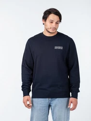 WOOD WOOD Sweater Hugh Info Sweatshirt Dunkelblau/Blau
