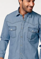 Arizona Jeanshemd Western Stil Blau/Hellblau