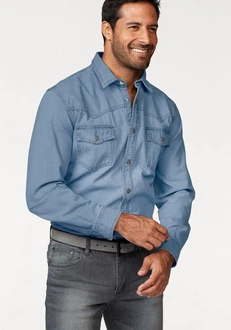 Arizona Jeanshemd Western Stil Blau/Hellblau