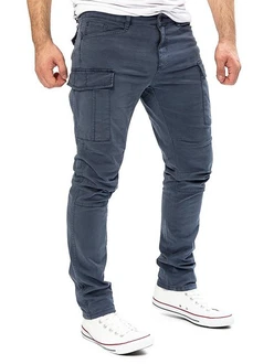 Yazubi Cargo Hose Jayden Dunkelblau/Blau/Grau