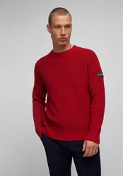 HECHTER PARIS Strickpullover mit Rippstruktur Rot/Dunkelrot