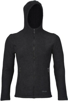 Engel Jacke mit Kapuze Merino Wollfleece Dunkelgrau/Schwarz/Grau