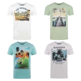 T-Shirt Herren Fotoprintshirt RIVLukas Regular Fit (4-tlg) Kurzarm Tee Shirt mit Rundhalsausschnitt aus 100% Baumwolle