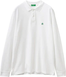 UNITED COLORS OF BENETTON Poloshirt Shirt Grün/Weiß