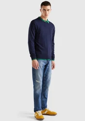 United Colors of Benetton Rundhalspullover im Look Dunkelblau/Blau/Hellblau/Türkis