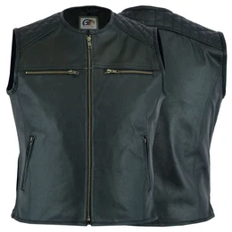 Motorradweste GW694 Black Motorrad Lederweste Biker Motorradweste Weste schwarz