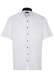 Klassische Bluse COMFORT FIT Kurzarm Hemd pinpoint weiss 8100-00-K137