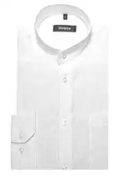Langarmhemd HU-0044 Stehkragen 100% Leinen nachhaltig Regular Fit-gerader Schnitt