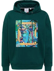 CARLO COLUCCI Hoodie De Val Dunkelgrün/Grün/Türkis/Beige
