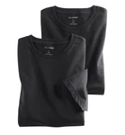 OLYMP Herren T-Shirt Doppelpack O-Neck Casual Schwarz/Grau/Dunkelgrau