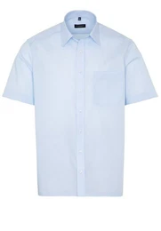 Klassische Bluse COMFORT FIT Kurzarm Hemd hellblau 1100-10-K198