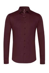 DESOTO Langarm Businesshemd im Uni-Look Dunkelrot/Bordeaux