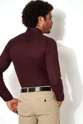 DESOTO Langarm Businesshemd im Uni-Look Dunkelrot/Bordeaux