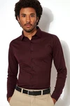 DESOTO Langarm Businesshemd im Uni-Look Dunkelrot/Bordeaux