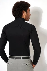 DESOTO Langarm Businesshemd im Uni-Look Dunkelblau/Schwarz
