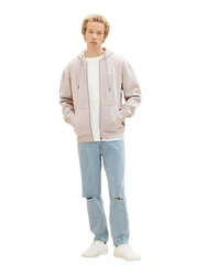 TOM TAILOR Denim Kapuzenjacke mit Reißverschluss Beige/Khaki/Braun/Lila