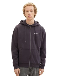 TOM TAILOR Denim Kapuzenjacke mit Reißverschluss anthrazit/wei