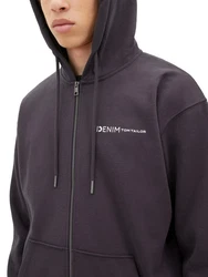 TOM TAILOR Denim Kapuzenjacke mit Reißverschluss anthrazit/wei