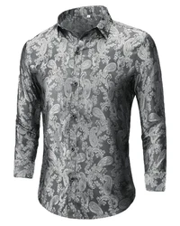 Allthemen Langarmhemd Regular Fit Herren Freizeithemd Dunkelgrau/Grau/Schwarz
