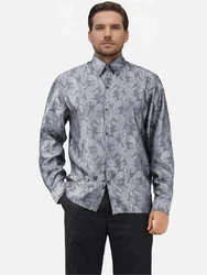 Allthemen Langarmhemd Regular Fit Herren Freizeithemd Dunkelgrau/Grau/Schwarz