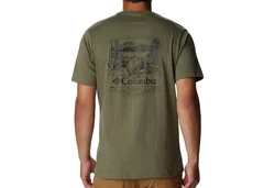 Columbia Kurzarmshirt Rockaway River Back Graphic T-Shirt mit Rundhalsausschnitt Dunkelgrün/Khaki
