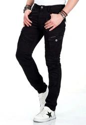 Cipo & Baxx Cargohose Herren Cargo Jeans Hose Schwarz